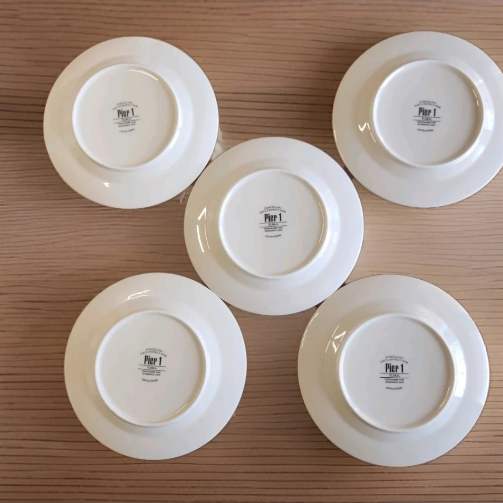 Vintage Pier 1 Floral Salad Plates Set of 5 | Cottagecore Garden Brunch